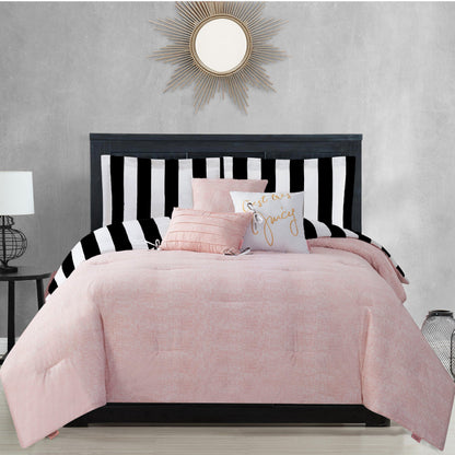 Cabana Striped Reversible Comforter Set - Black/White - Juicy Couture