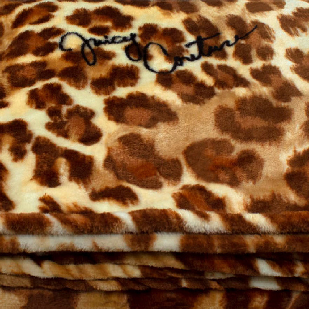 Plush Throw Blanket - Brown Leopard - Juicy Couture