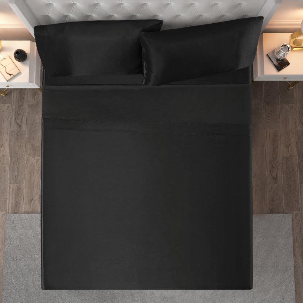 Solid Satin Sheet Set - Black - Juicy Couture