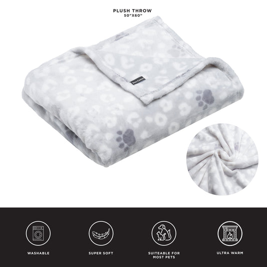 Pet Throw Blanket & Bone Pillow 2-Piece Set - Grey/White - Juicy Couture