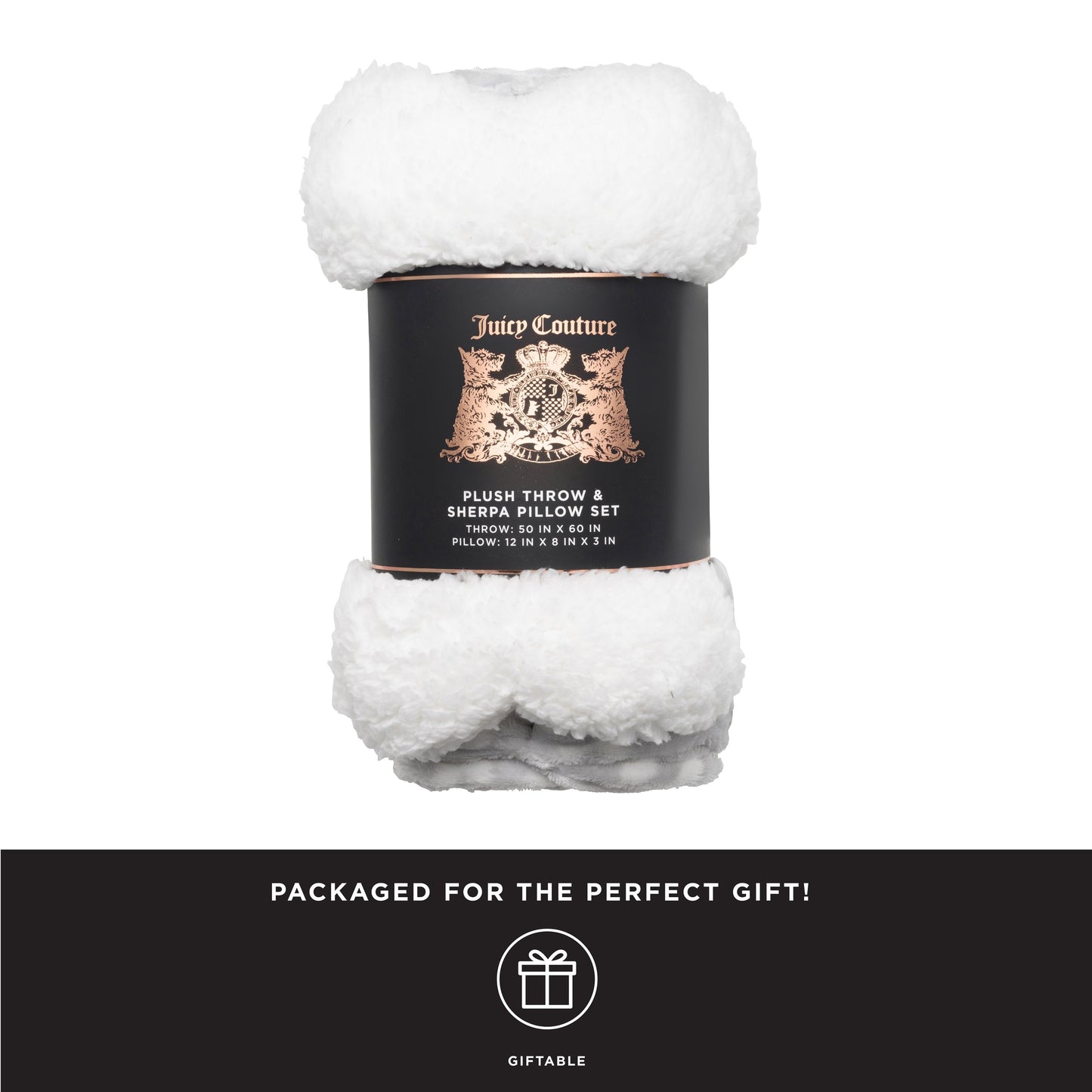 Pet Throw Blanket & Bone Pillow 2-Piece Set - Grey/White - Juicy Couture