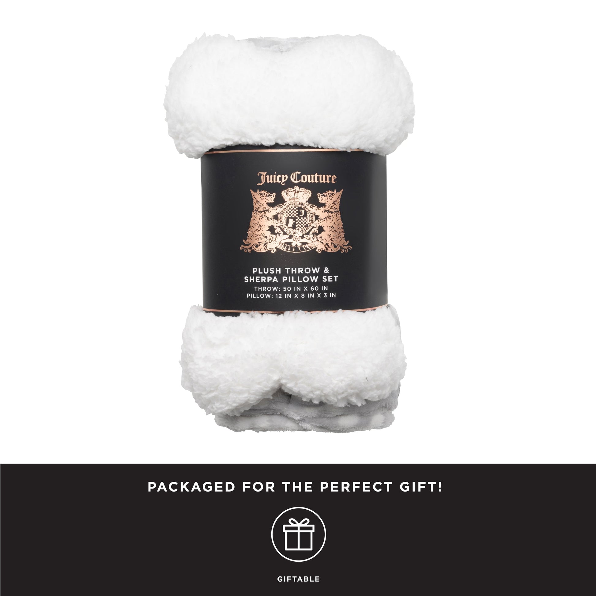 Pet Throw Blanket & Bone Pillow 2-Piece Set - Grey/White - Juicy Couture