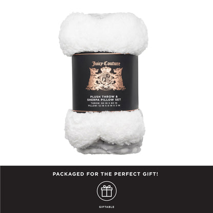 Pet Throw Blanket & Bone Pillow 2-Piece Set - Grey/White - Juicy Couture
