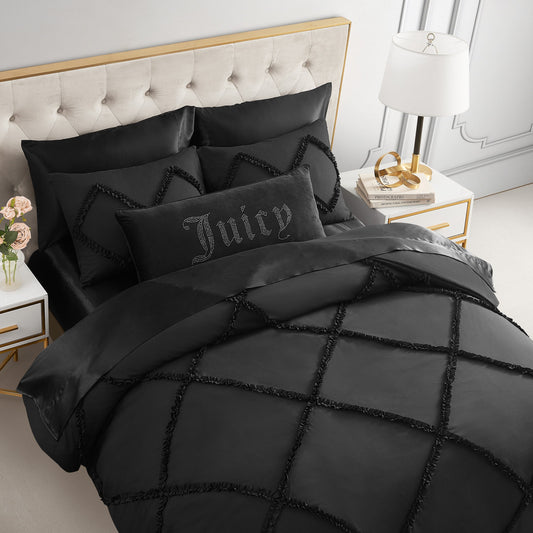 Diamond Ruffle Comforter Set - Black - Juicy Couture