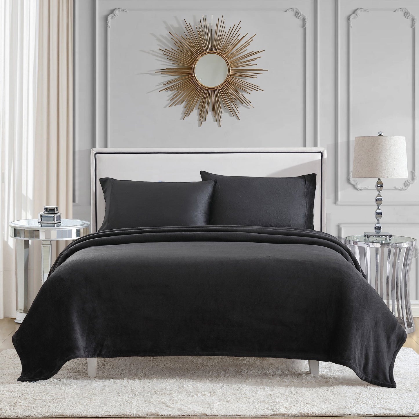 Solid Plush Sheet Set - Black - Juicy Couture