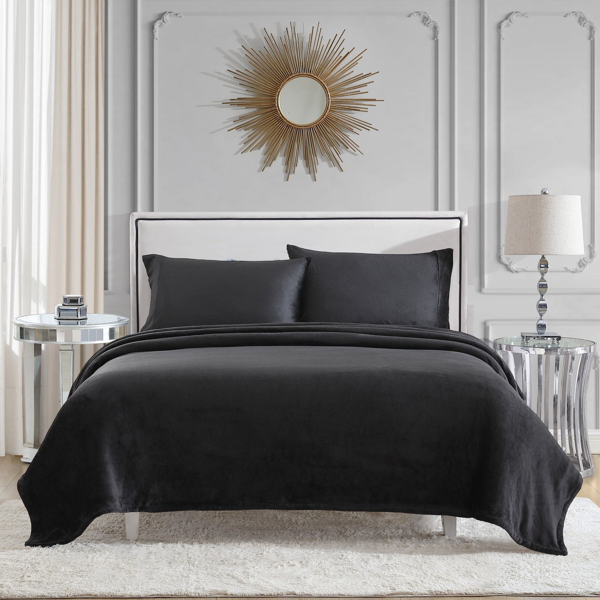 Solid Plush Sheet Set - Black - Juicy Couture