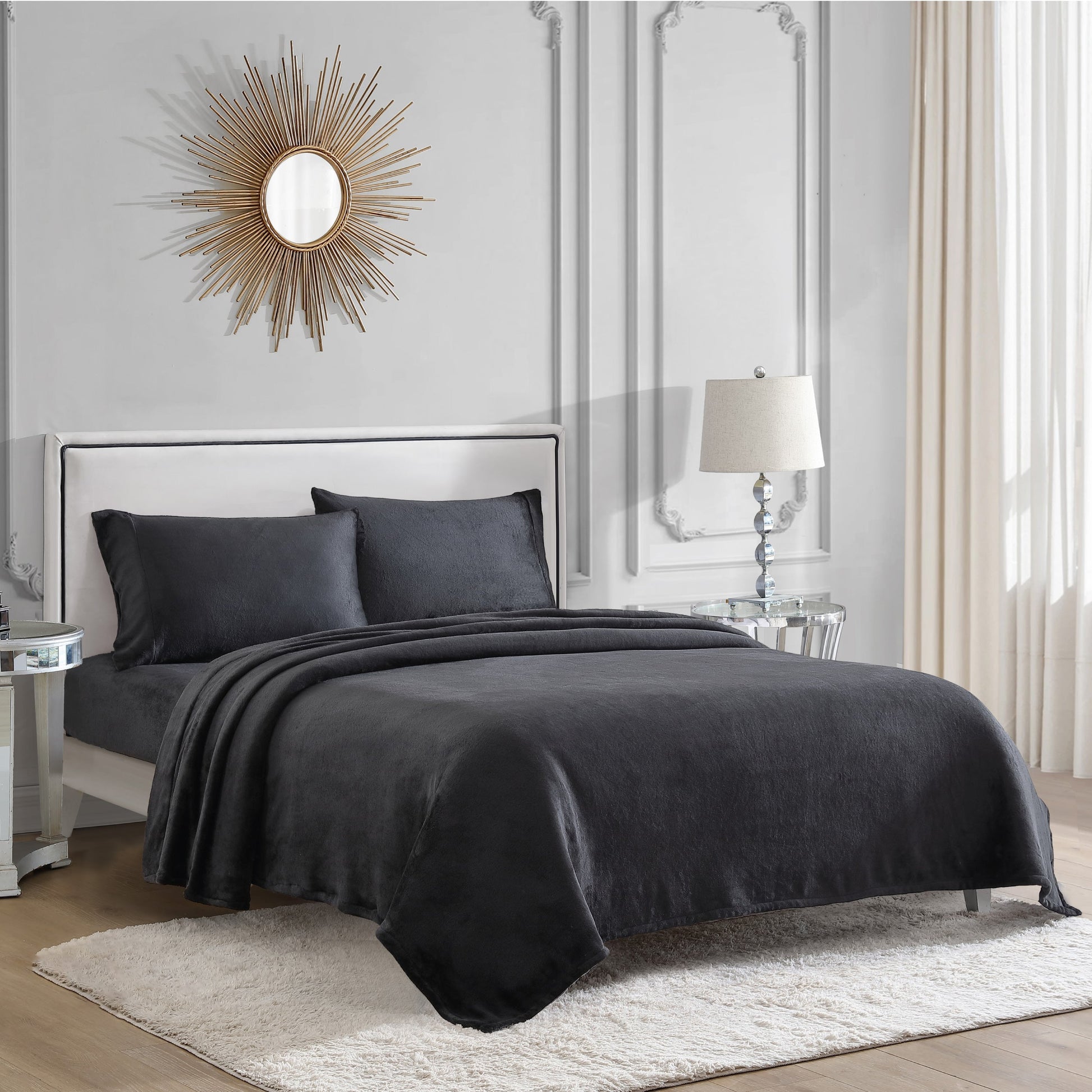 Solid Plush Sheet Set - Black - Juicy Couture