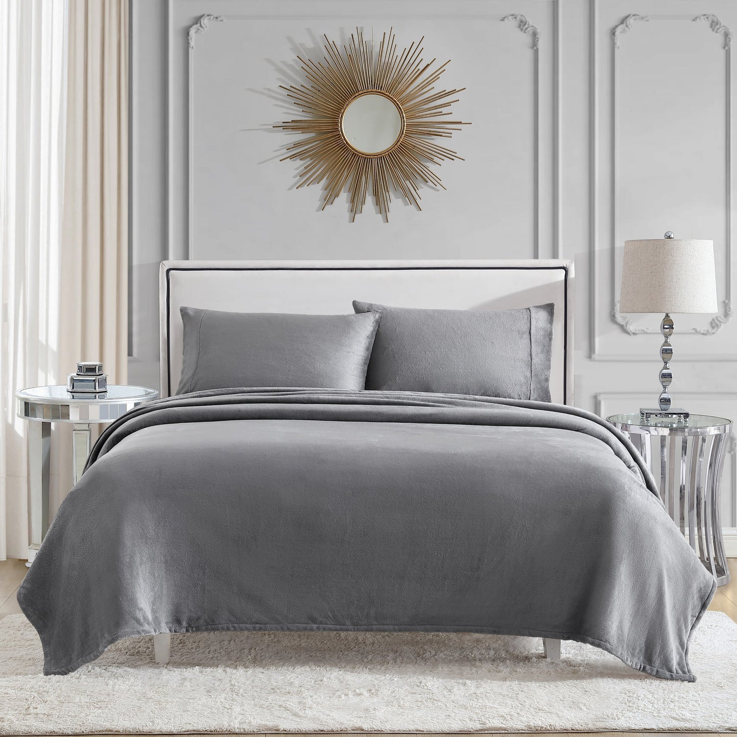 Solid Plush Sheet Set - Heather Grey - Juicy Couture