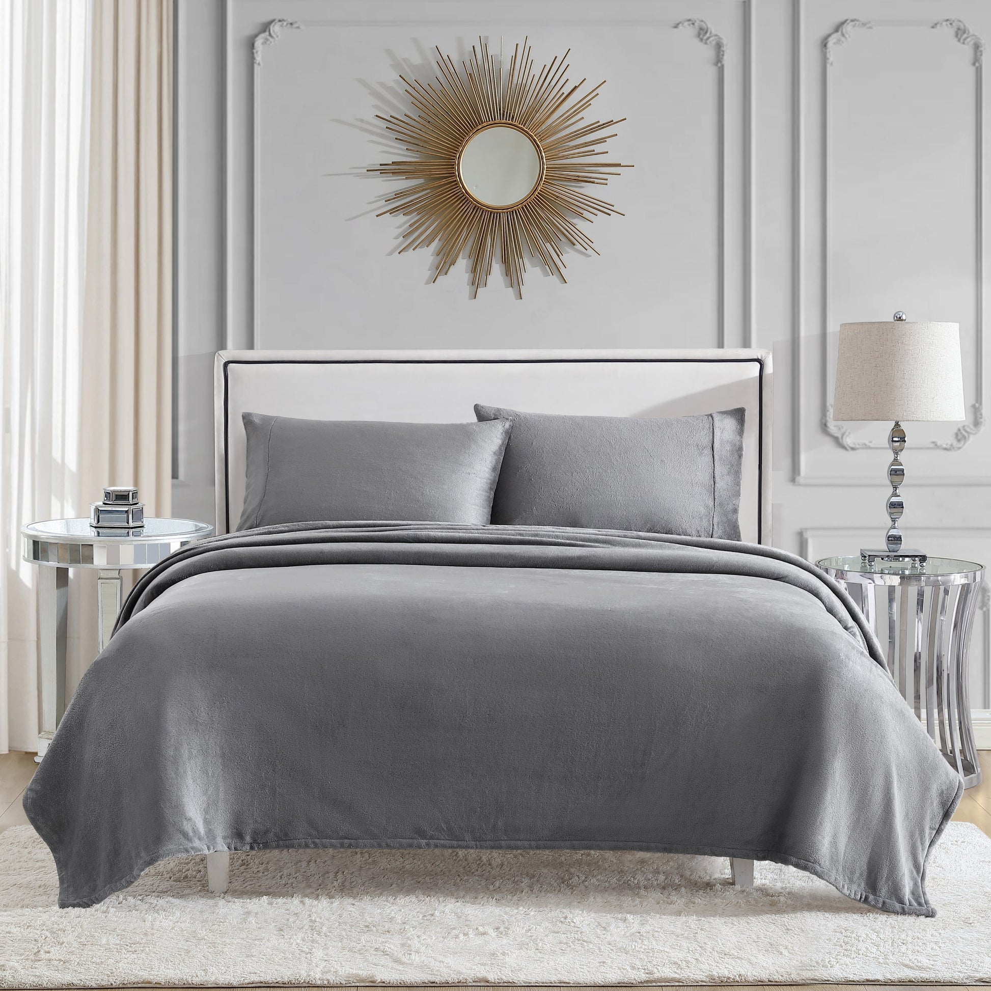 Solid Plush Sheet Set - Heather Grey - Juicy Couture