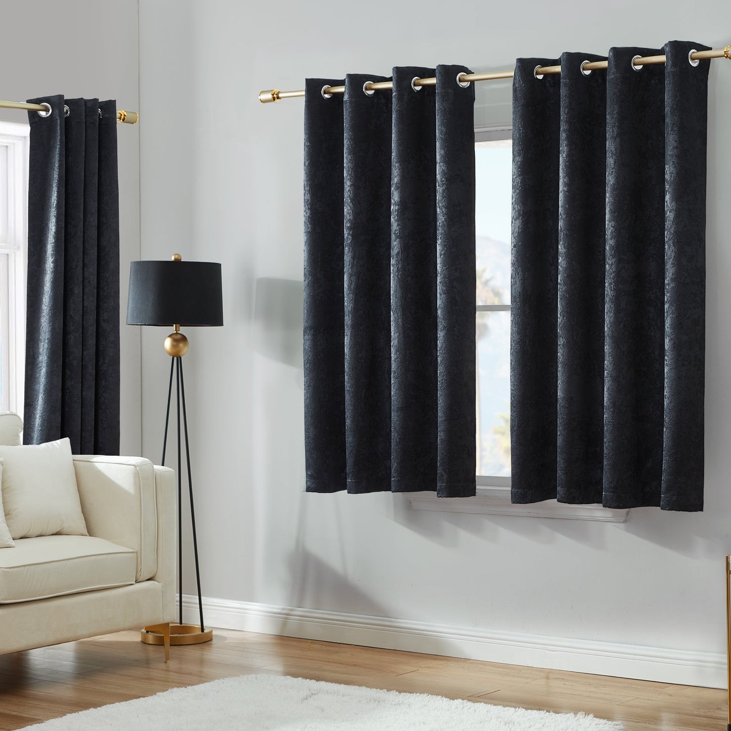 Faux Suede Curtains - Black - Juicy Couture