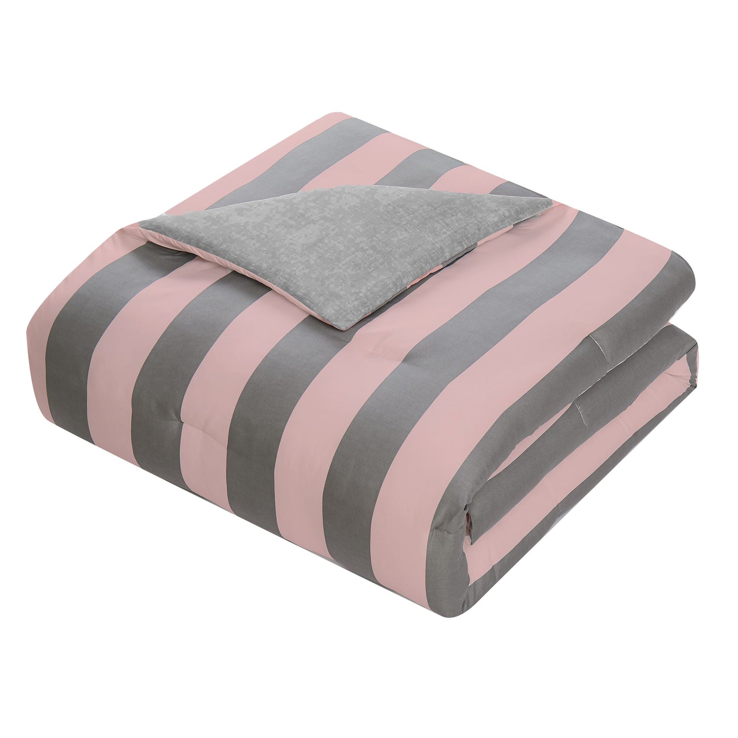 Cabana Striped Reversible Comforter Set - Grey/Pink - Juicy Couture