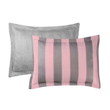 Cabana Striped Reversible Comforter Set - Grey/Pink - Juicy Couture