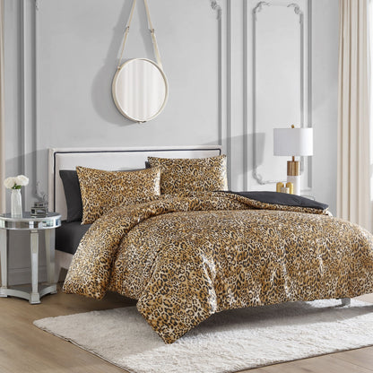 Monica Leopard Satin Reversible Comforter Set - Leopard - Juicy Couture
