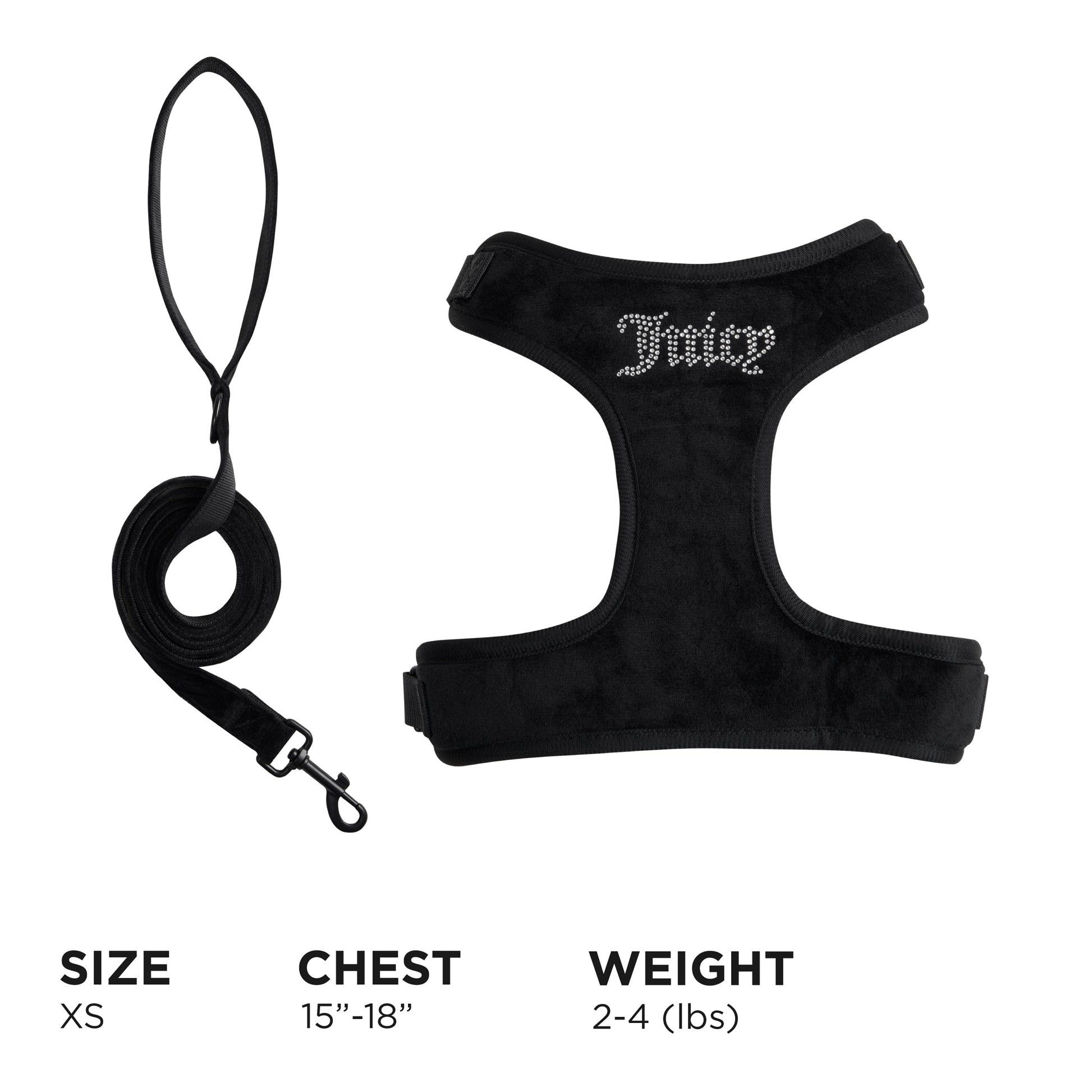 Bling Velour Pet Harness and Leash Set - Black - Juicy Couture