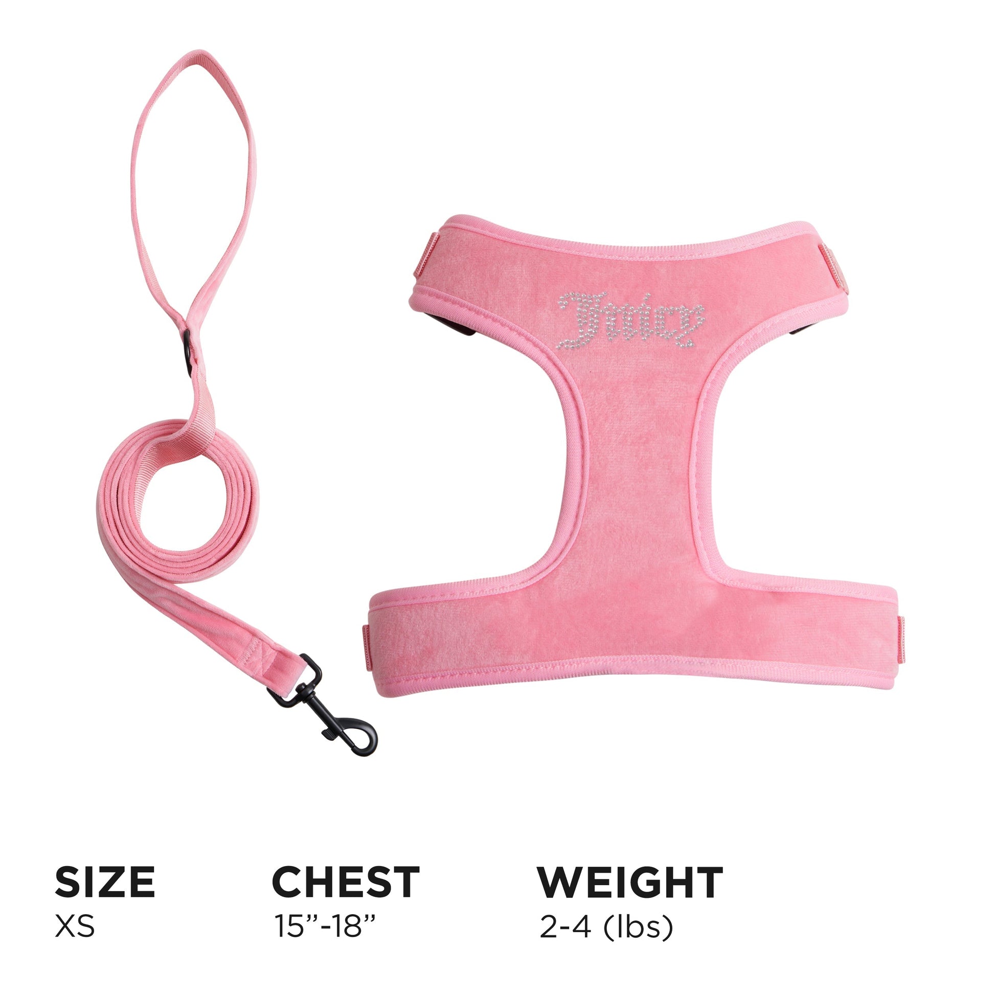 Bling Velour Pet Harness and Leash Set - Pink - Juicy Couture