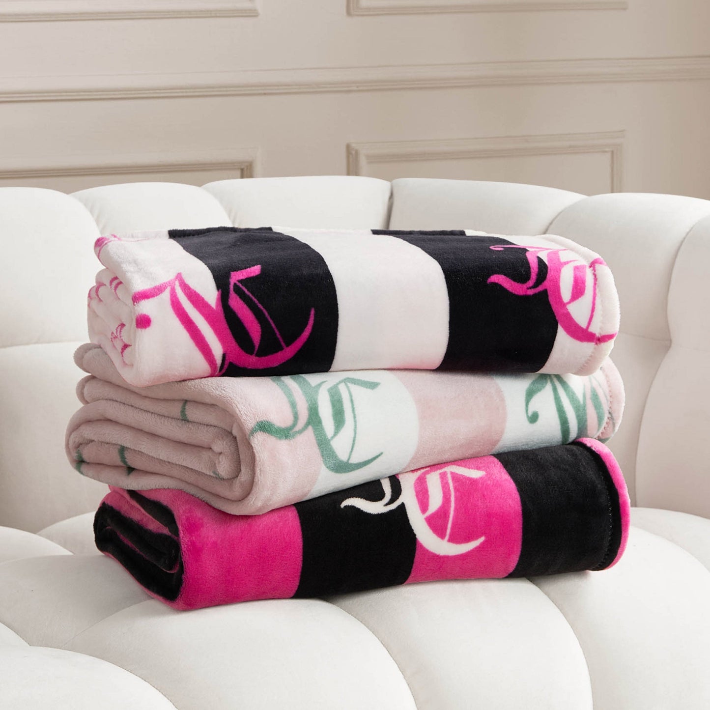 Cabana Plush Blanket - Pink - Juicy Couture