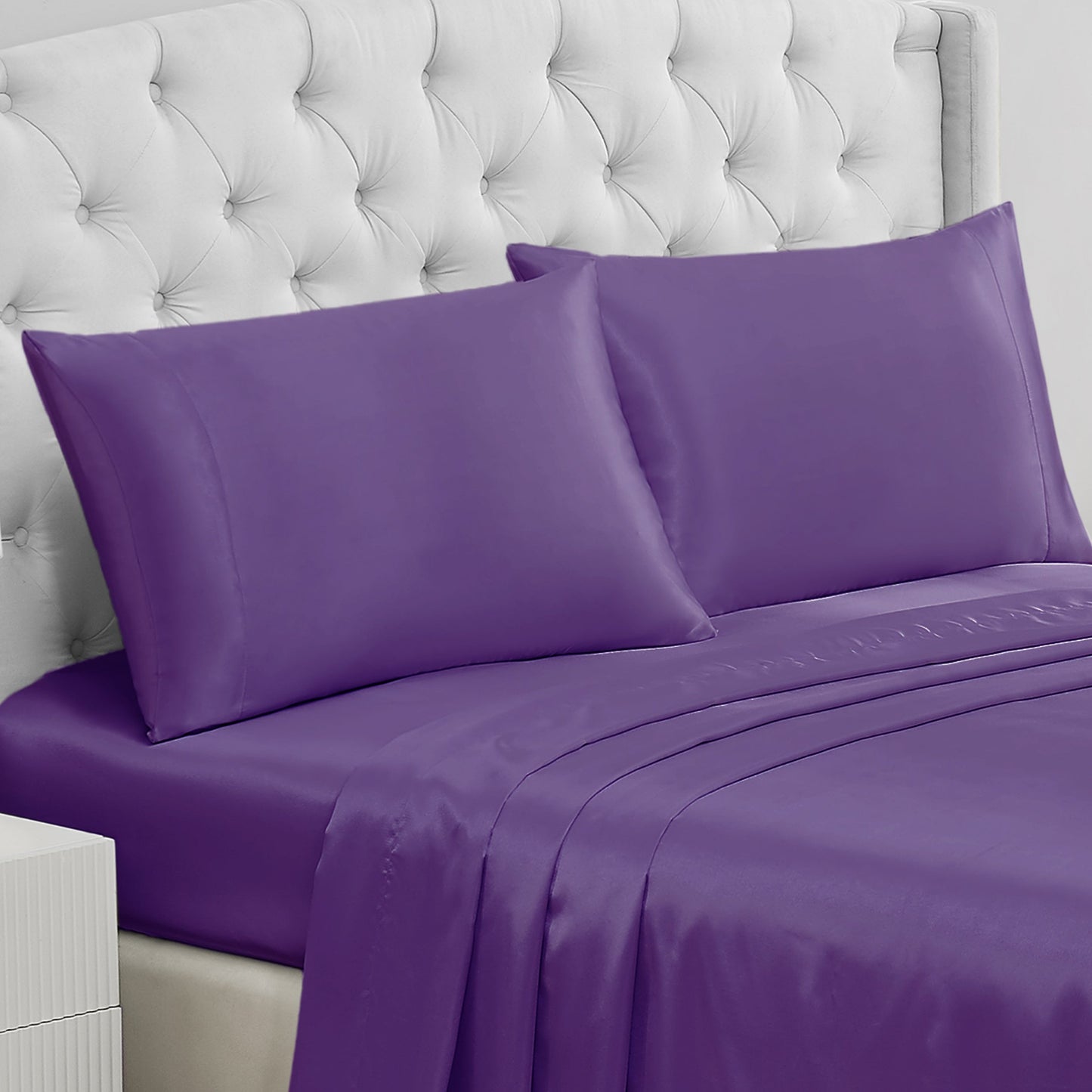 Solid Satin Pillow Case Set - Violet - Juicy Couture