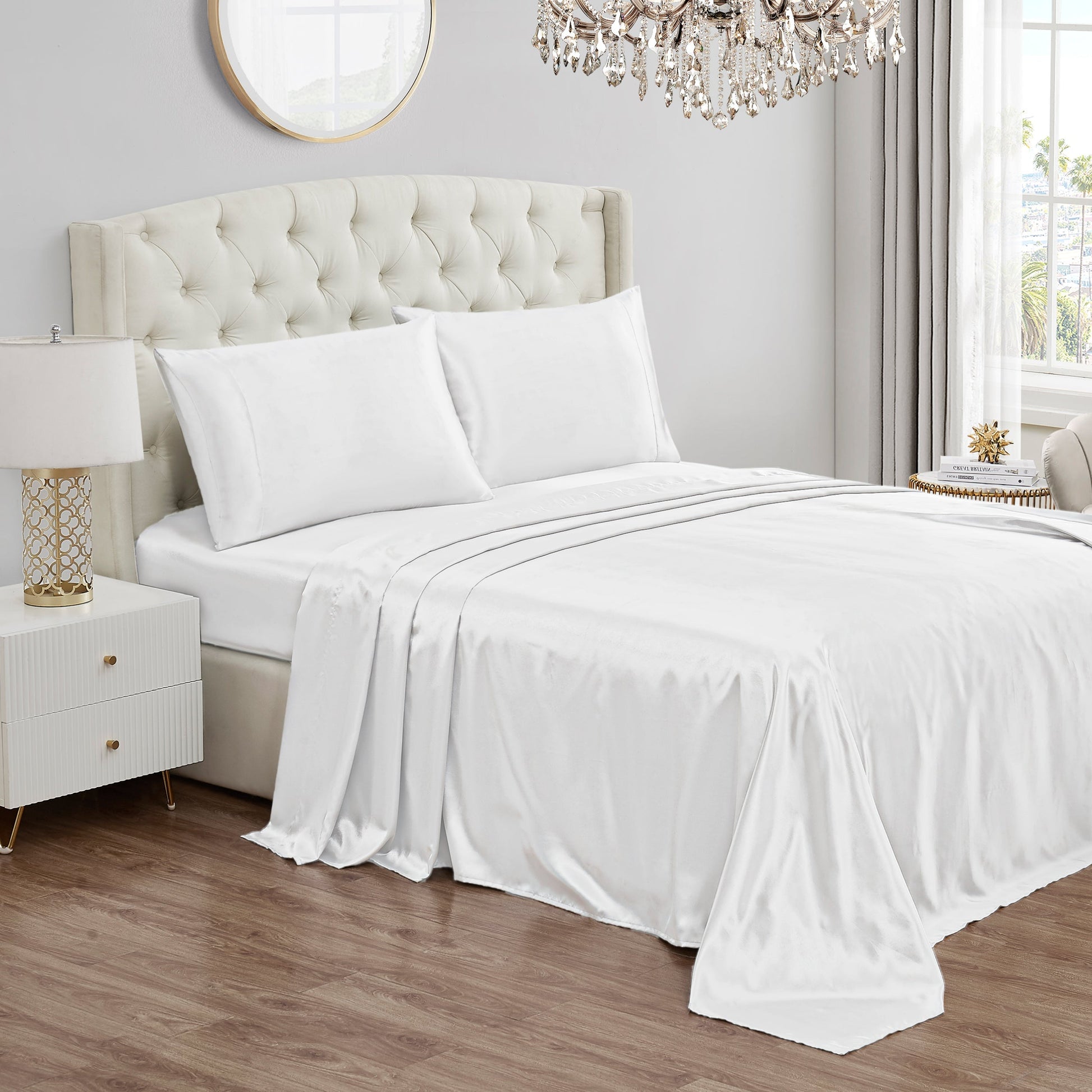Solid Satin Sheet Set - Pure White - Juicy Couture
