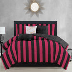 Cabana Striped Reversible Comforter Set - Black/Hot Pink - Juicy Couture