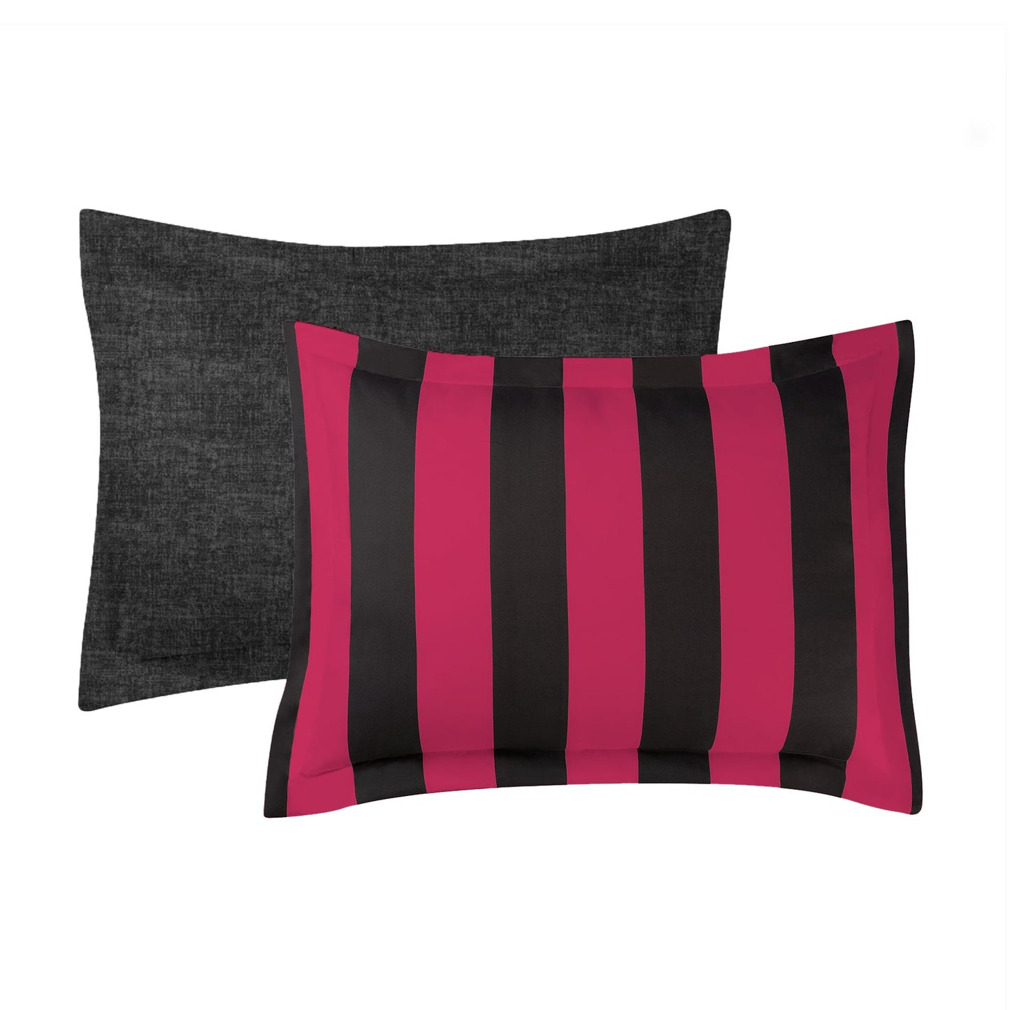 Cabana Striped Reversible Comforter Set - Black/Hot Pink - Juicy Couture