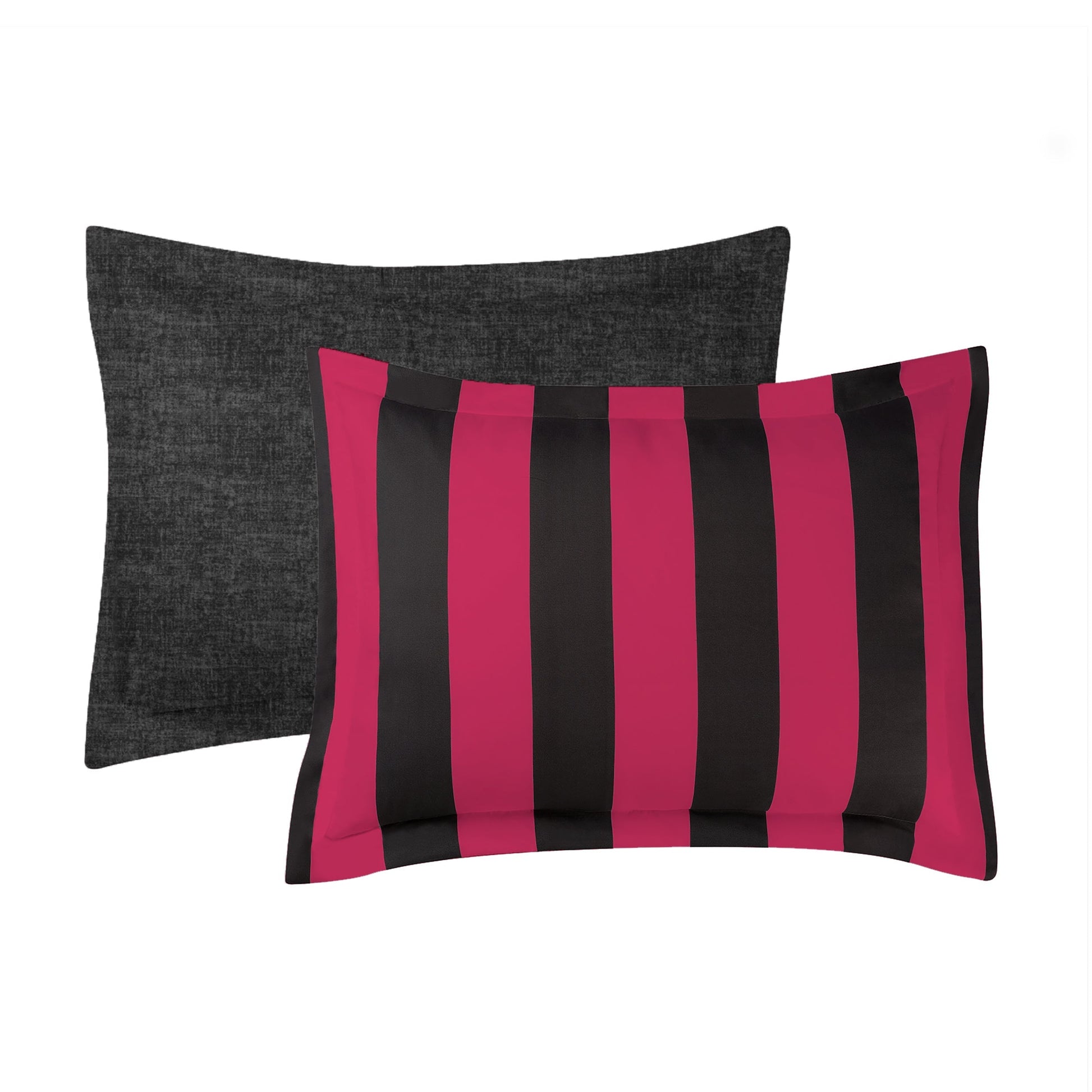 Cabana Striped Reversible Comforter Set - Black/Hot Pink - Juicy Couture