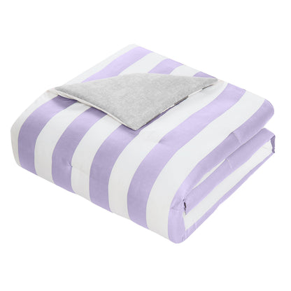 Cabana Striped Reversible Comforter Set - Lavender/White - Juicy Couture