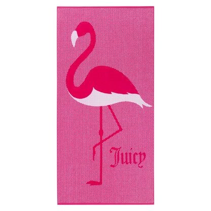 Pink Flamingo Cotton Beach Towel - Hot Pink - Juicy Couture