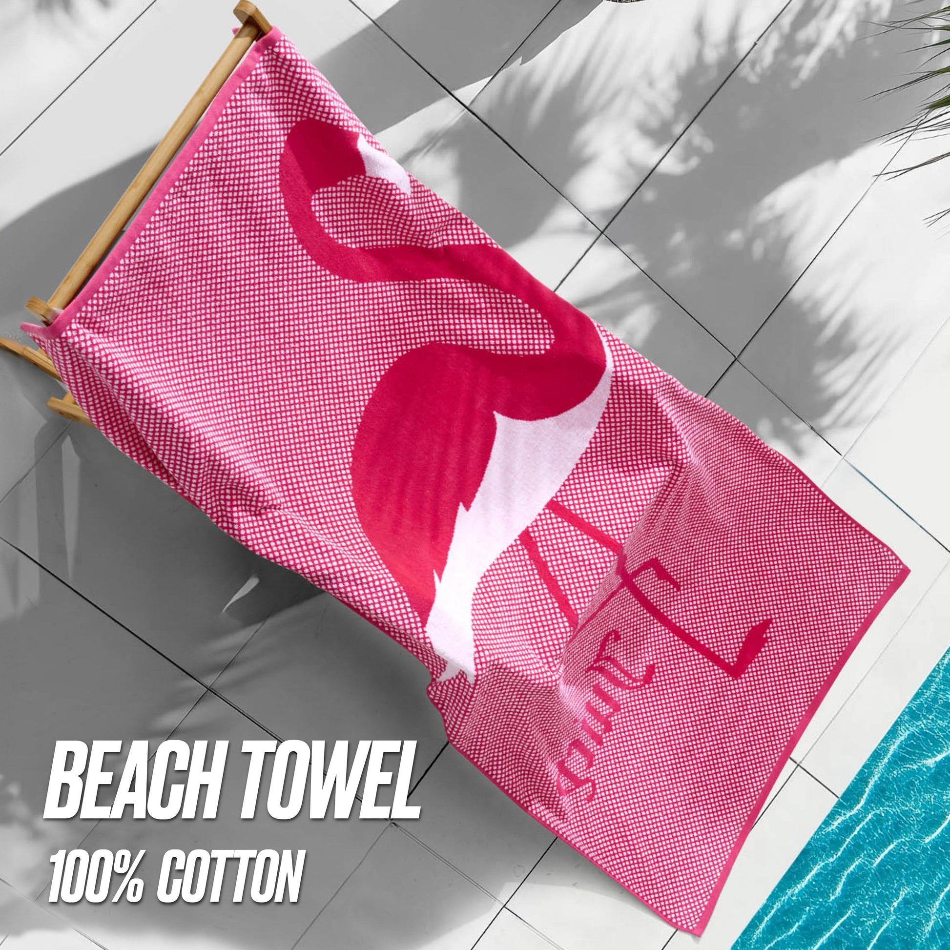 Pink Flamingo Cotton Beach Towel - Hot Pink - Juicy Couture