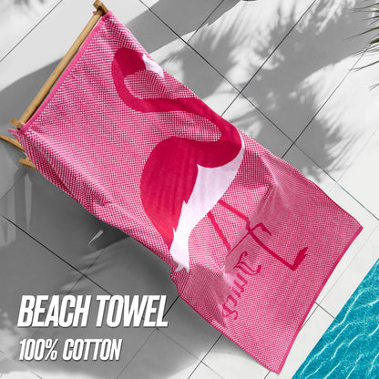 Pink Flamingo Cotton Beach Towel - Hot Pink - Juicy Couture