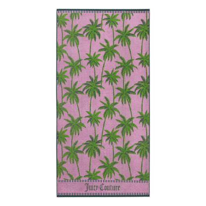 Palm Trees Cotton Beach Towel - Pink/Green - Juicy Couture