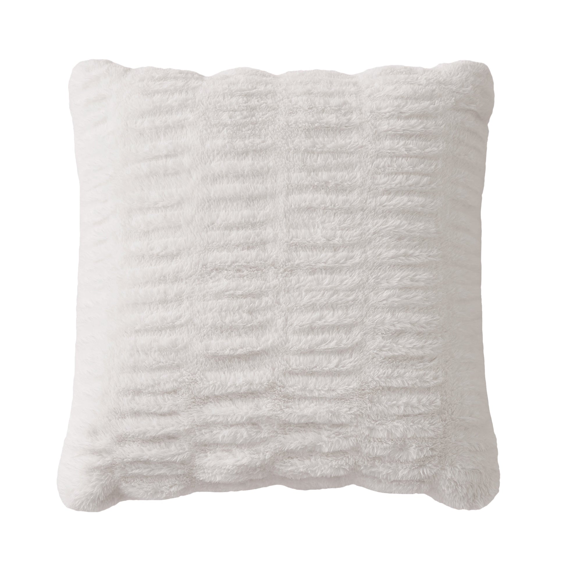Pleated Faux Fur Decorative Pillow - White - Juicy Couture