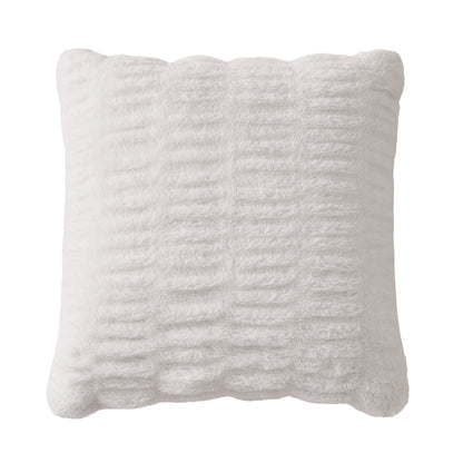 Pleated Faux Fur Decorative Pillow - White - Juicy Couture