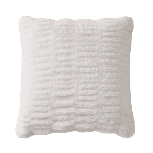 Pleated Faux Fur Decorative Pillow - White - Juicy Couture