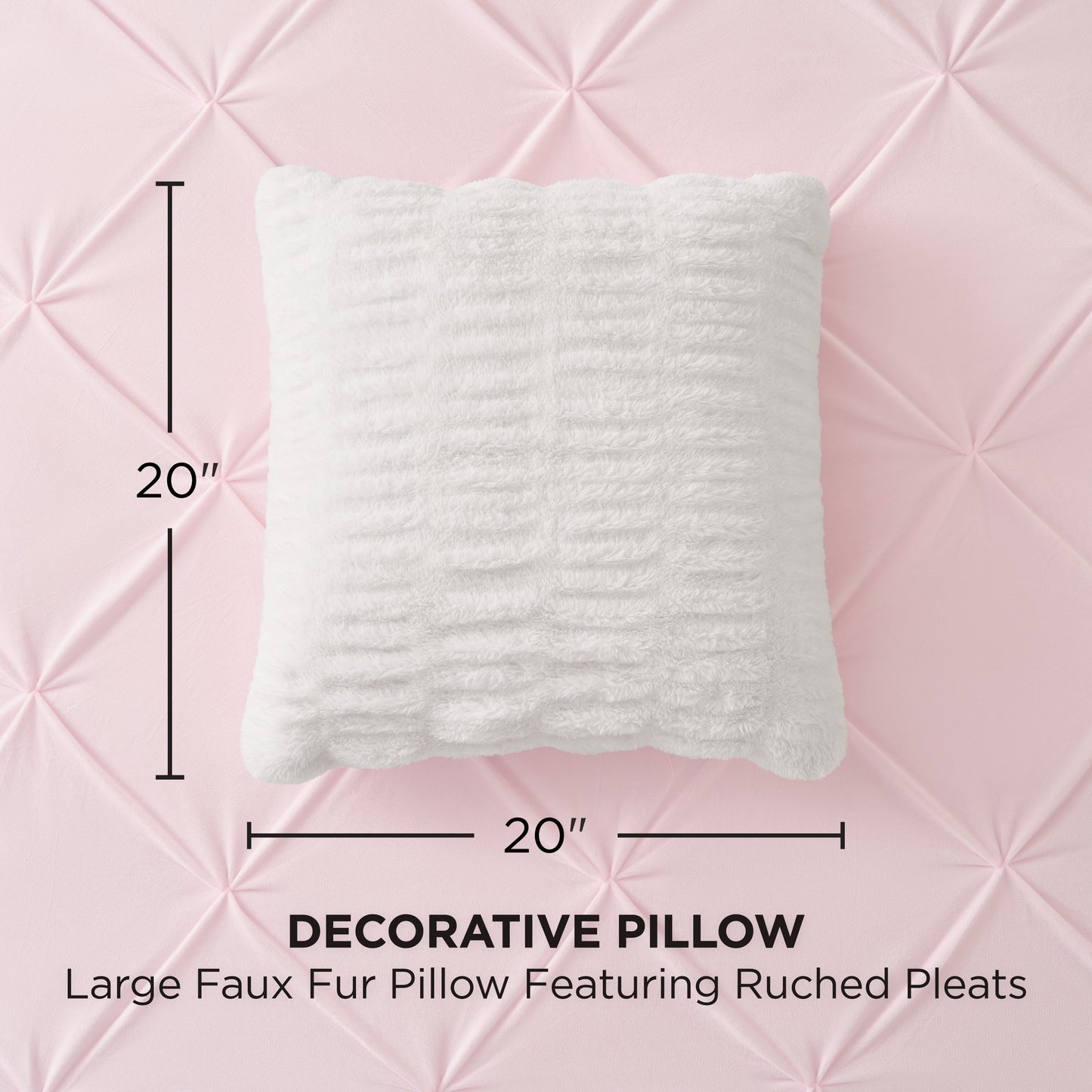 Pleated Faux Fur Decorative Pillow - White - Juicy Couture