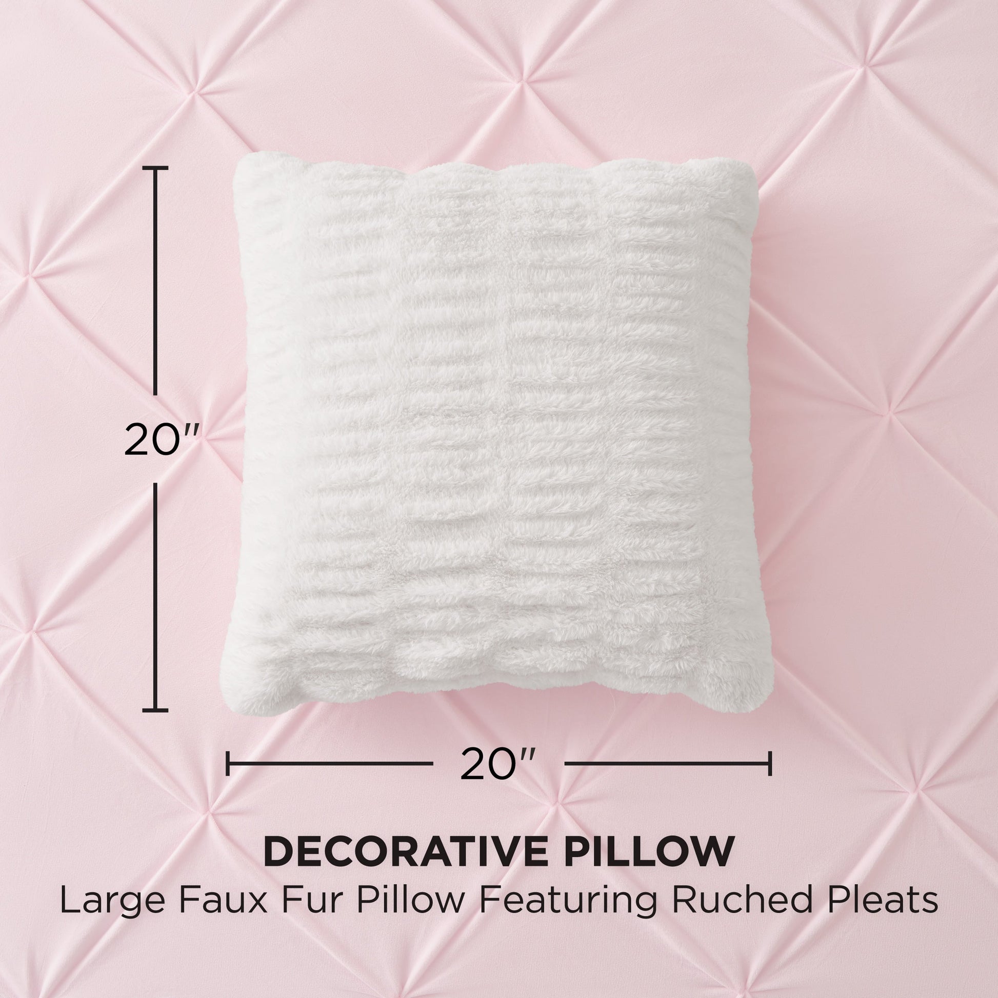 Pleated Faux Fur Decorative Pillow - White - Juicy Couture