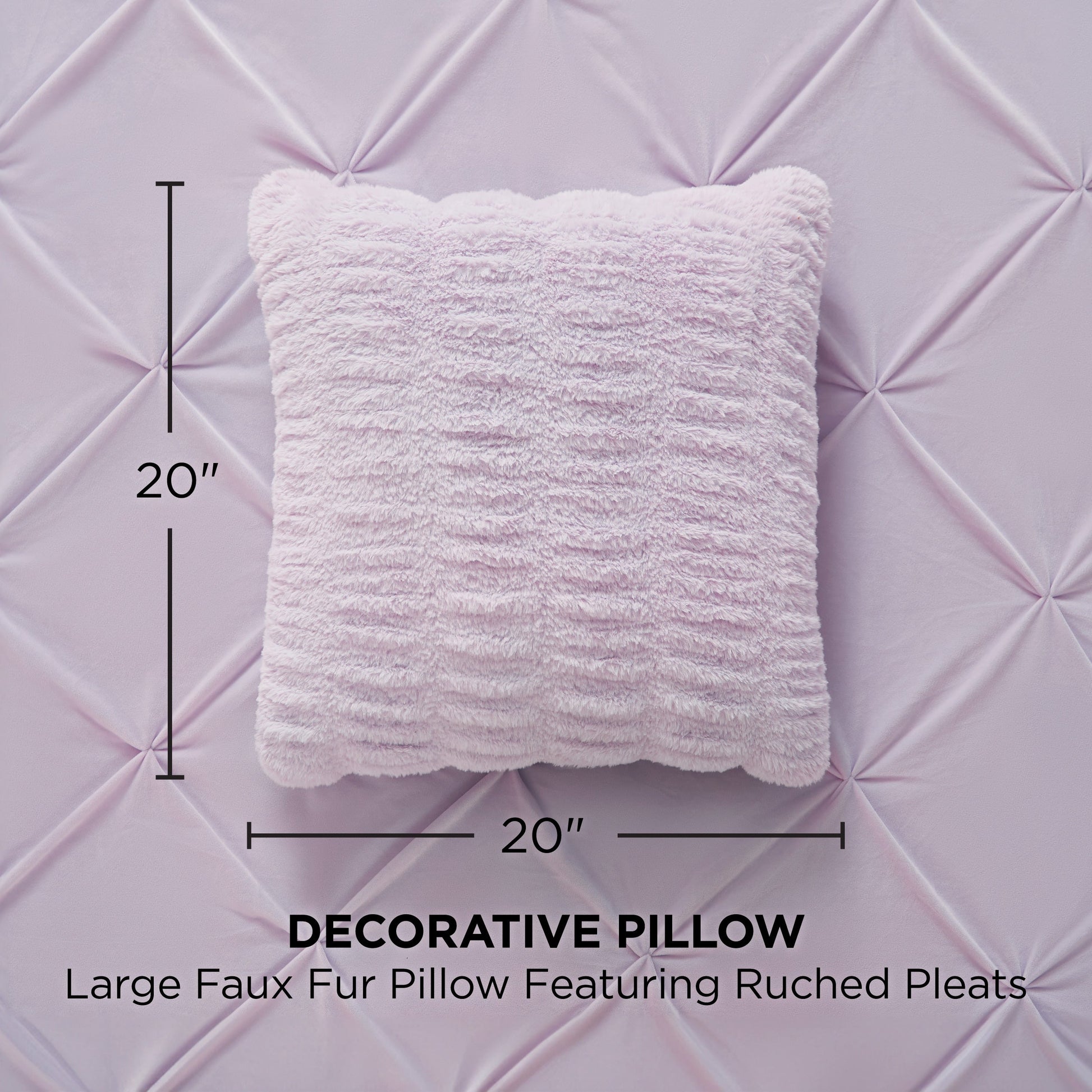 Pleated Faux Fur Decorative Pillow - Orchid Petal - Juicy Couture