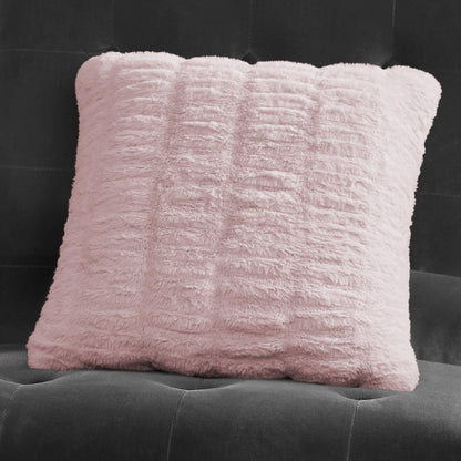 Pleated Faux Fur Decorative Pillow - Pink - Juicy Couture