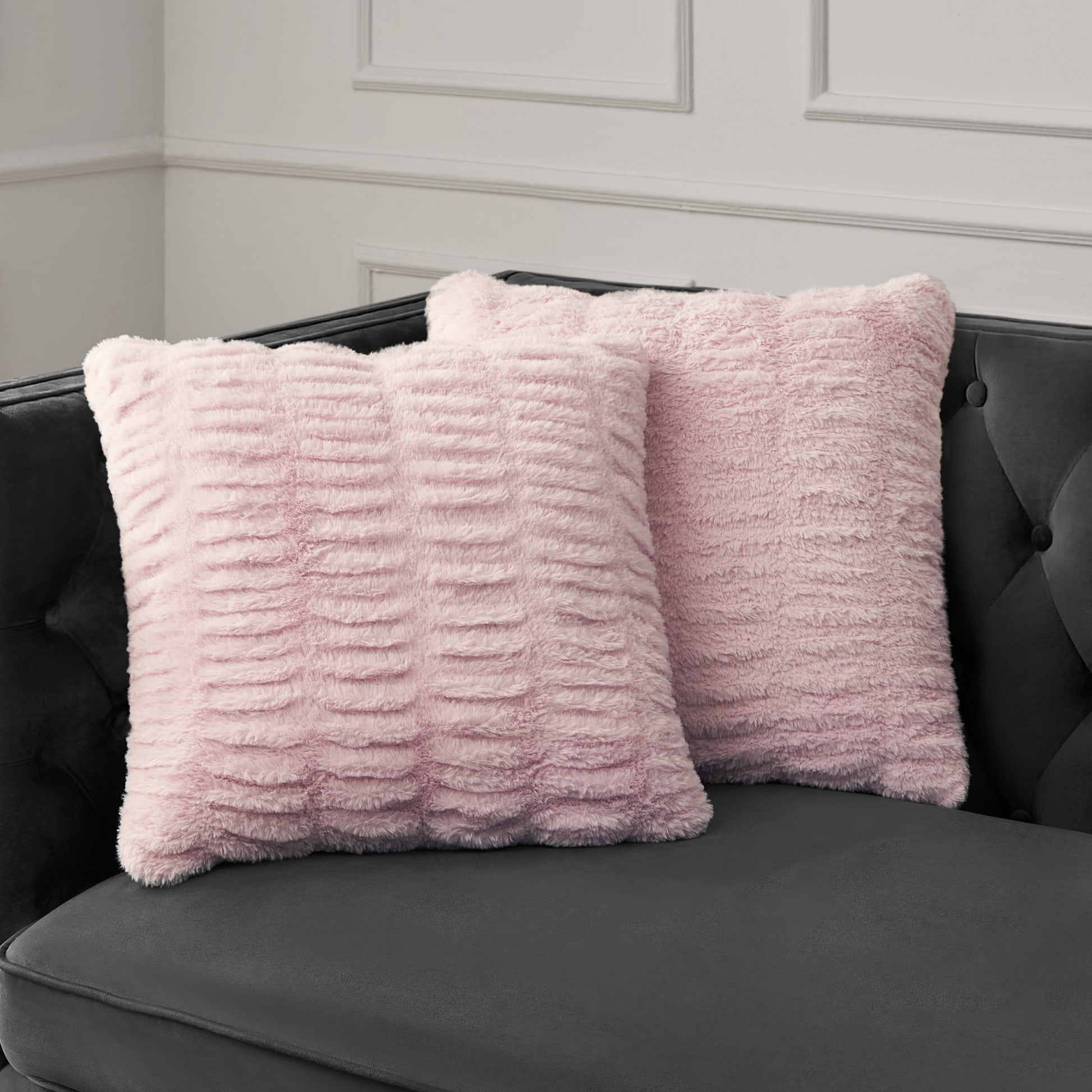 Pleated Faux Fur Decorative Pillow - Pink - Juicy Couture