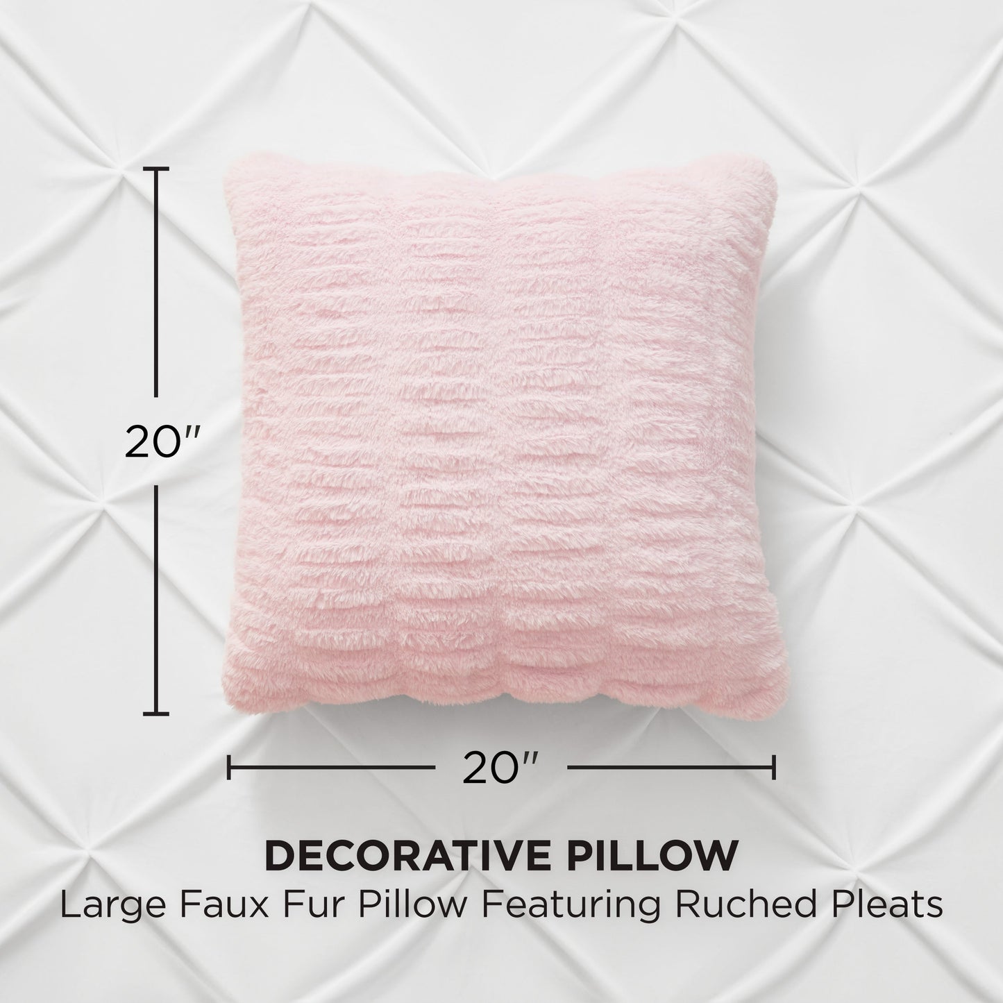 Pleated Faux Fur Decorative Pillow - Pink - Juicy Couture