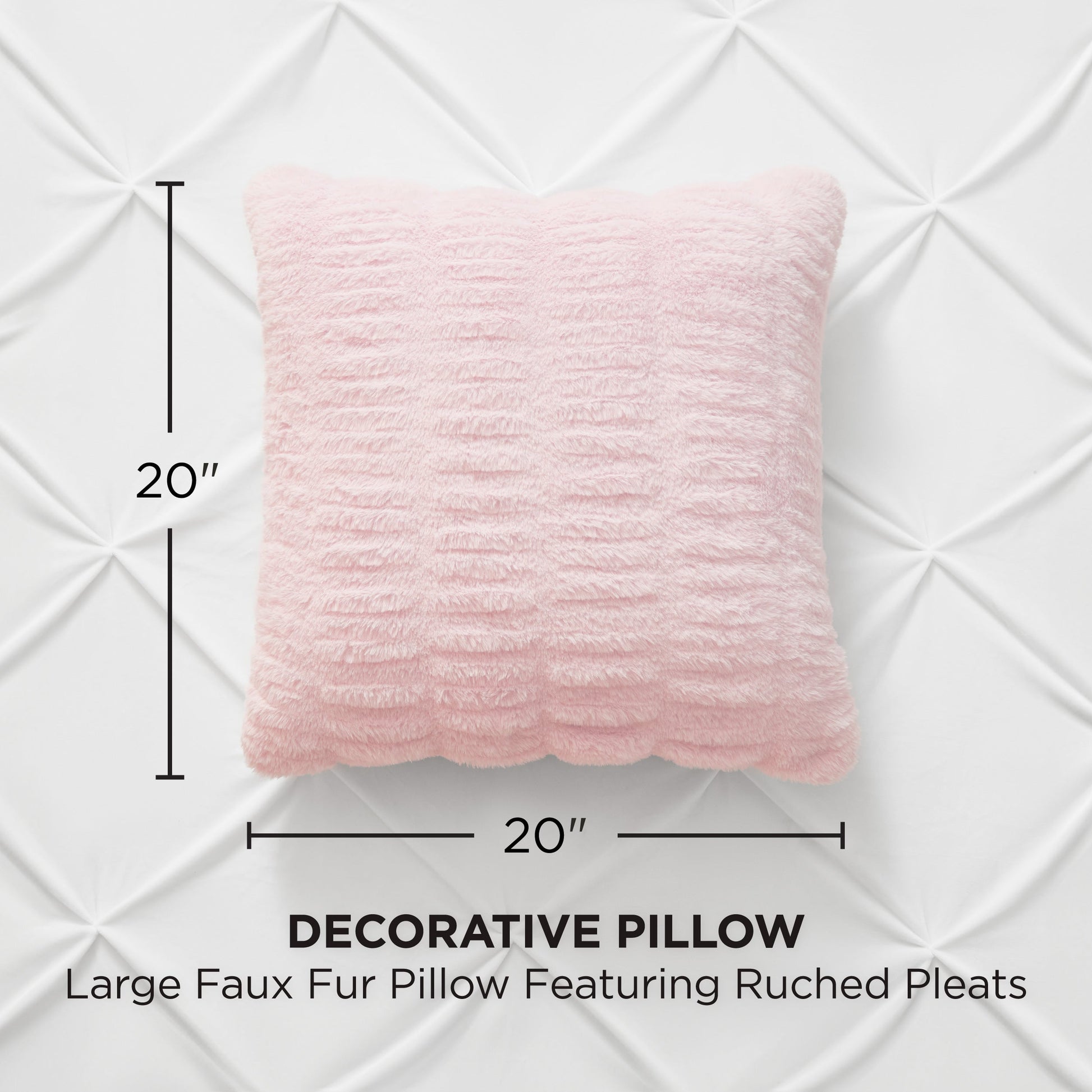 Pleated Faux Fur Decorative Pillow - Pink - Juicy Couture