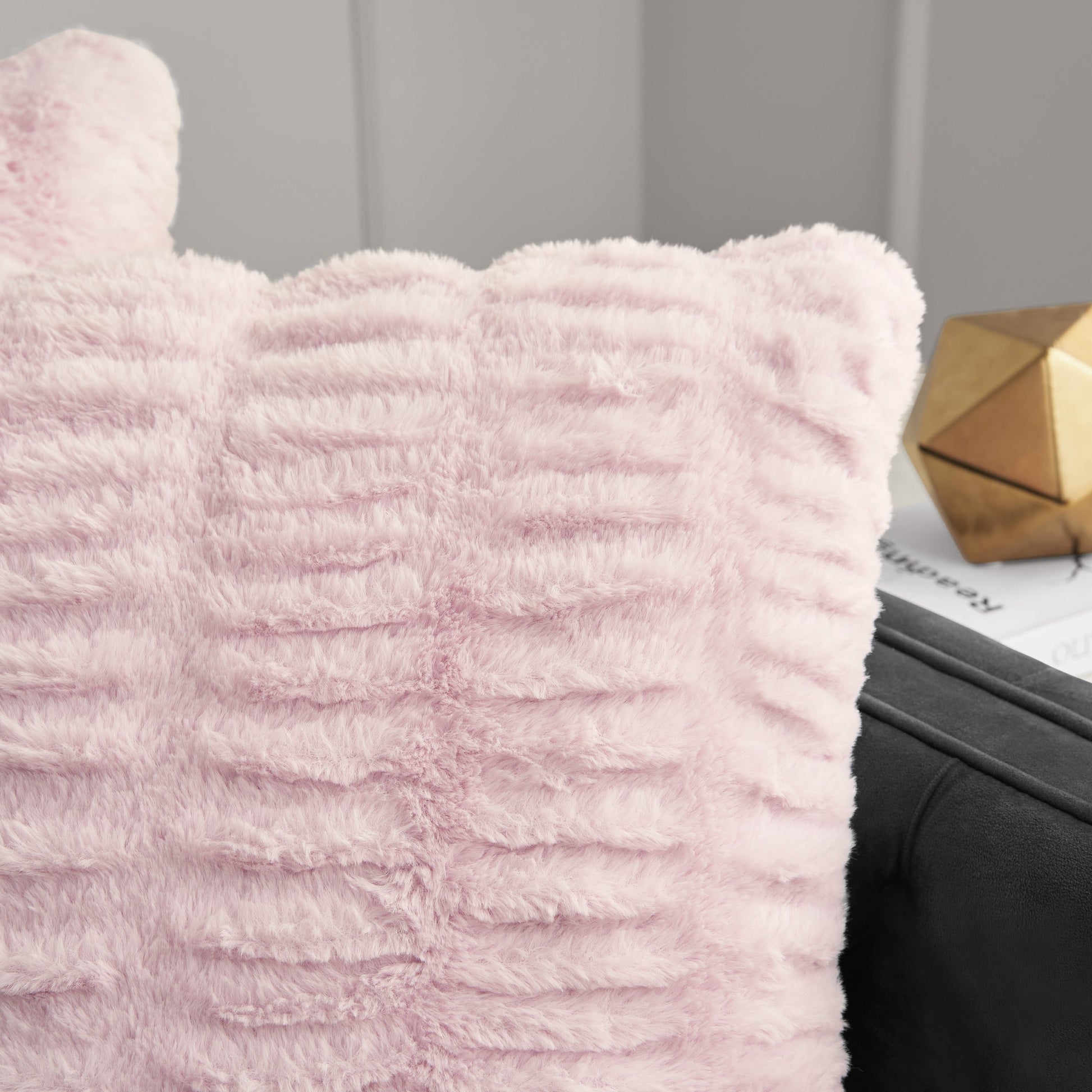 Pleated Faux Fur Decorative Pillow - Pink - Juicy Couture