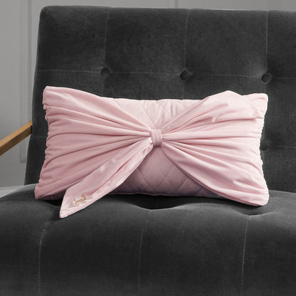 Velvet Bow Decorative Pillow - Marshmallow Pink - Juicy Couture