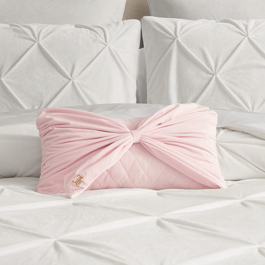 Velvet Bow Decorative Pillow - Marshmallow Pink - Juicy Couture