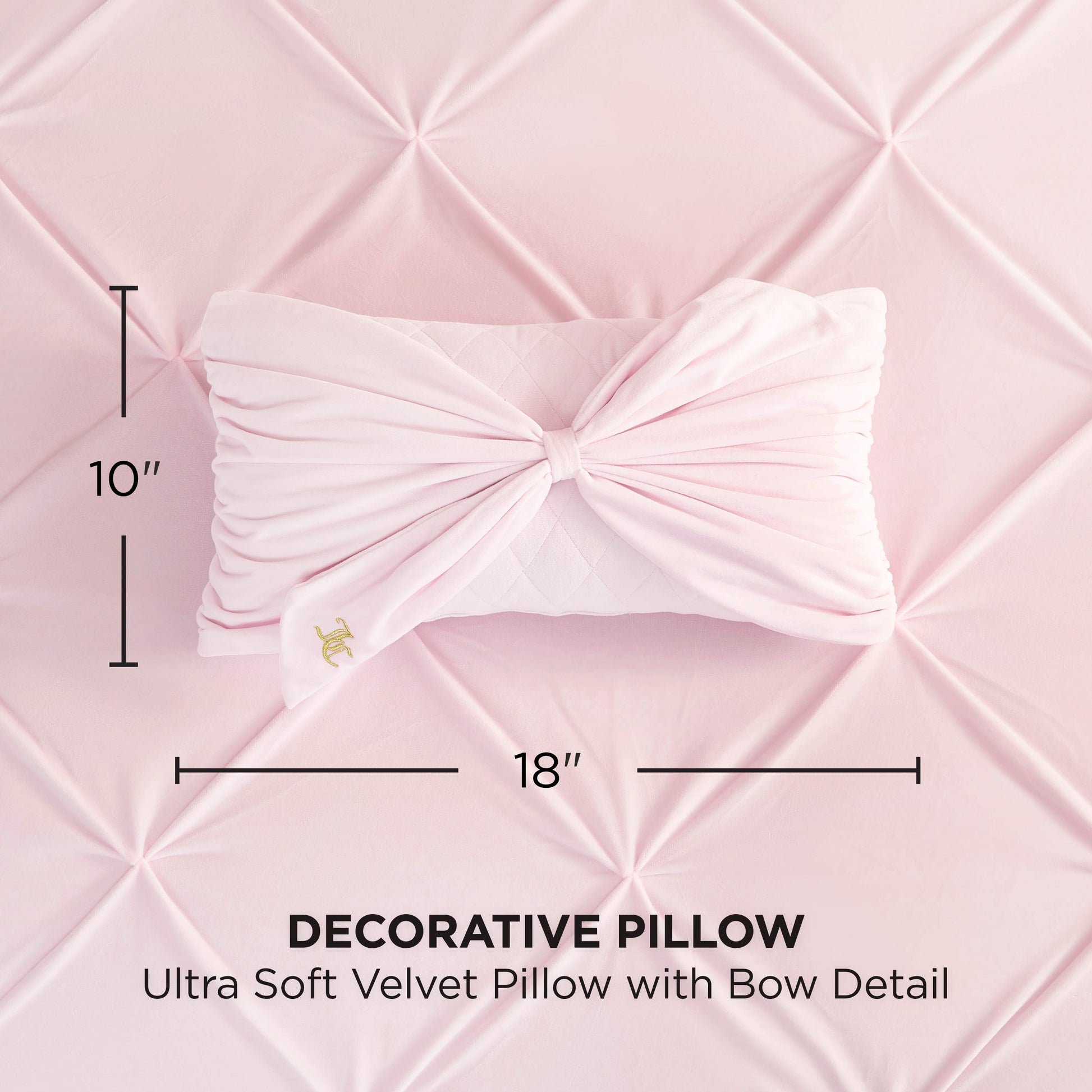 Velvet Bow Decorative Pillow - Marshmallow Pink - Juicy Couture