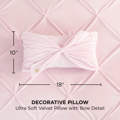 Velvet Bow Decorative Pillow - Marshmallow Pink - Juicy Couture
