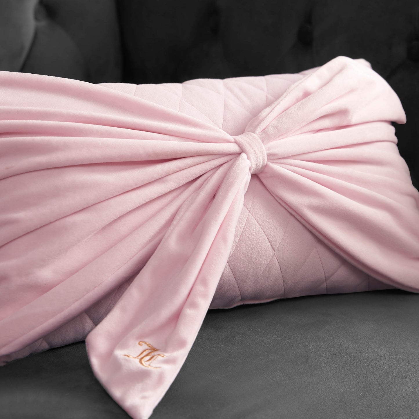 Velvet Bow Decorative Pillow - Marshmallow Pink - Juicy Couture
