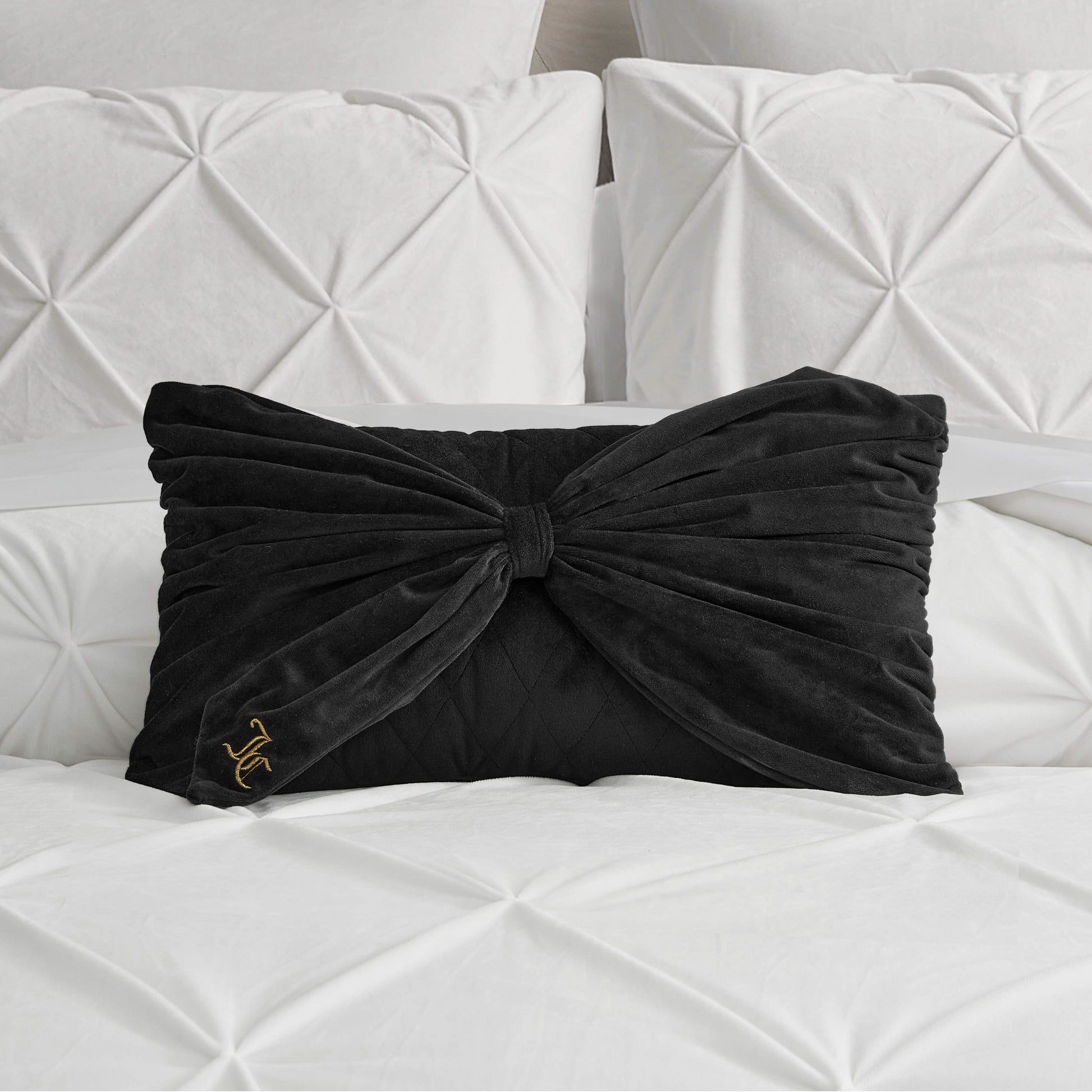 Velvet Bow Decorative Pillow - Black - Juicy Couture