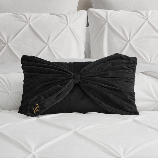 Velvet Bow Decorative Pillow - Black - Juicy Couture