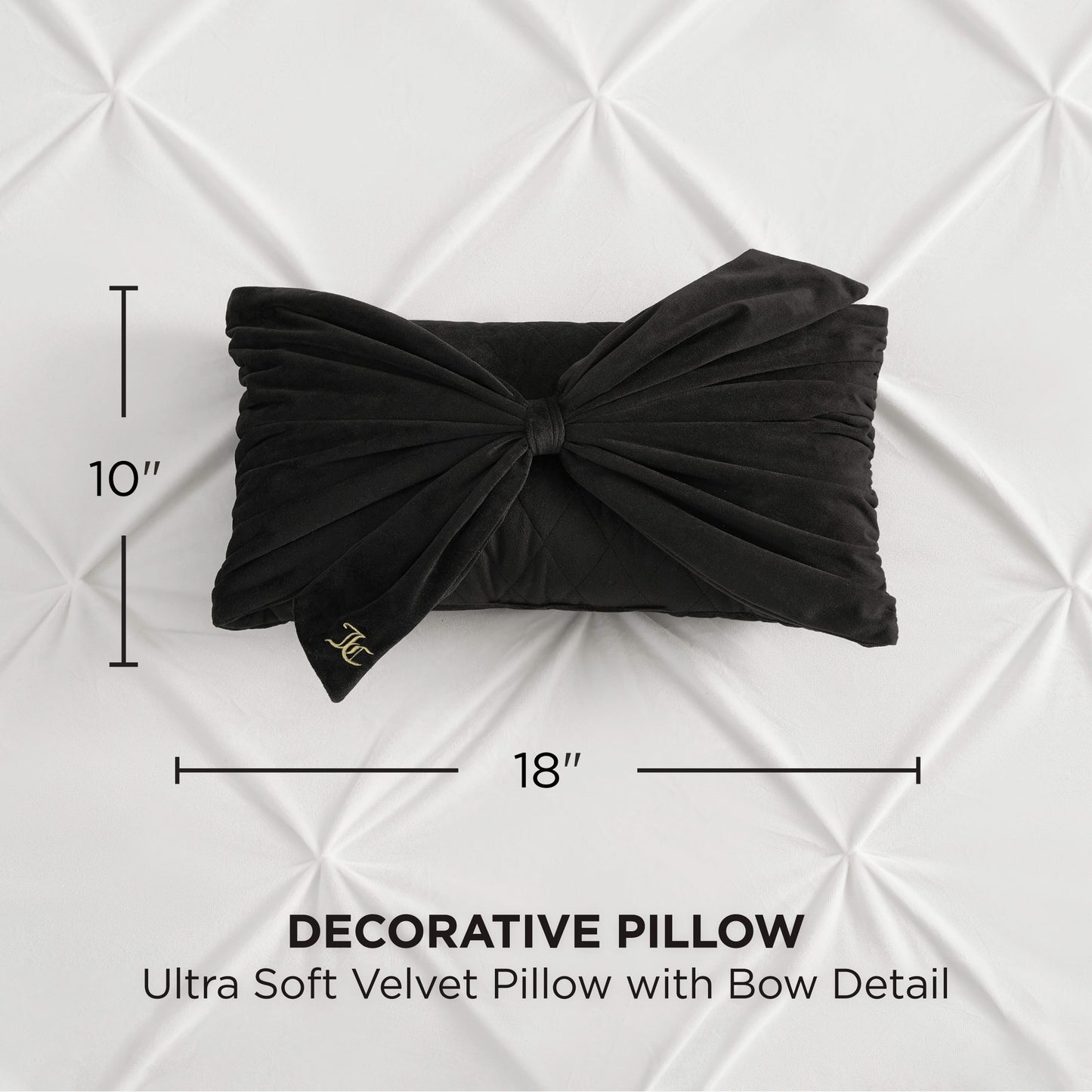 Velvet Bow Decorative Pillow - Black - Juicy Couture