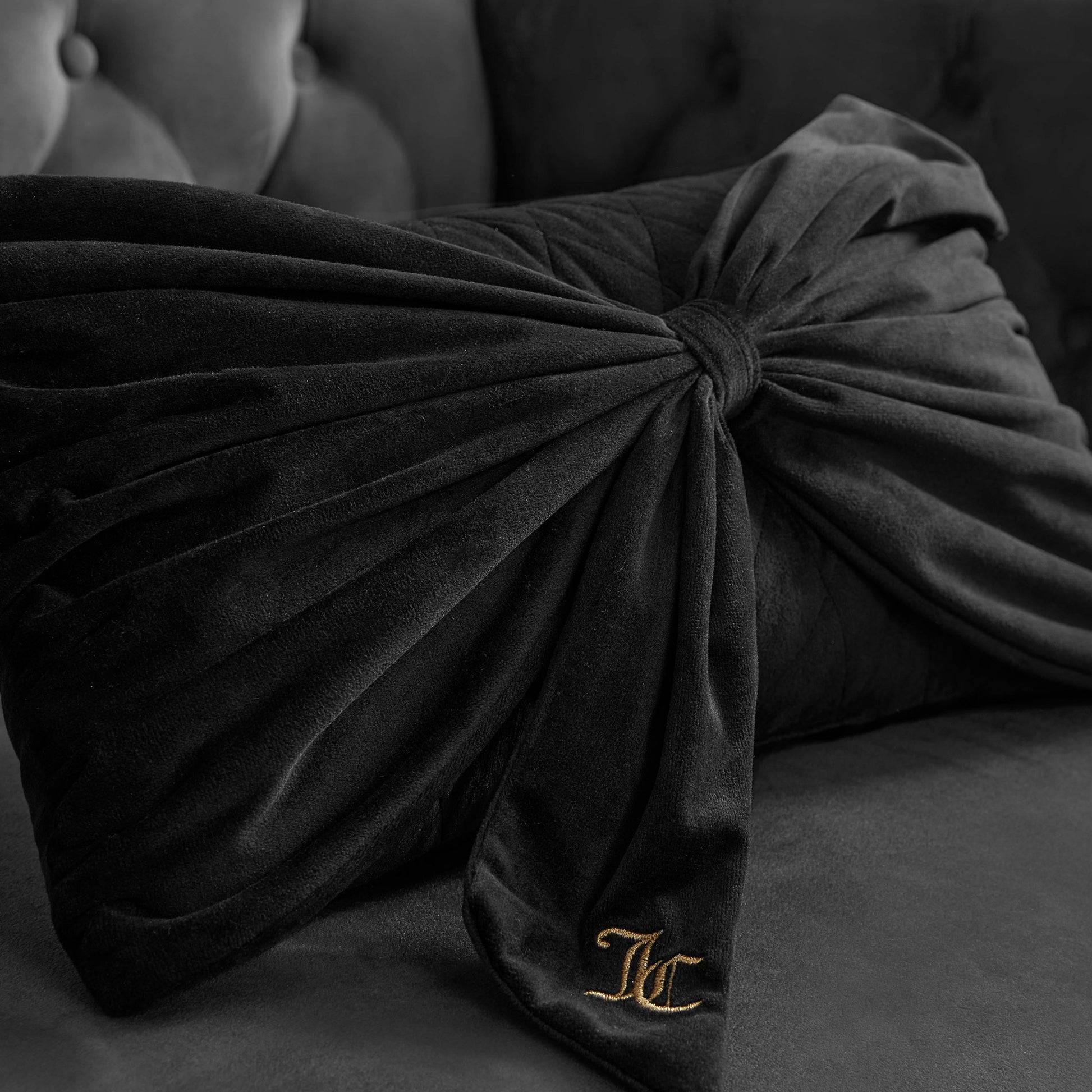 Velvet Bow Decorative Pillow - Black - Juicy Couture